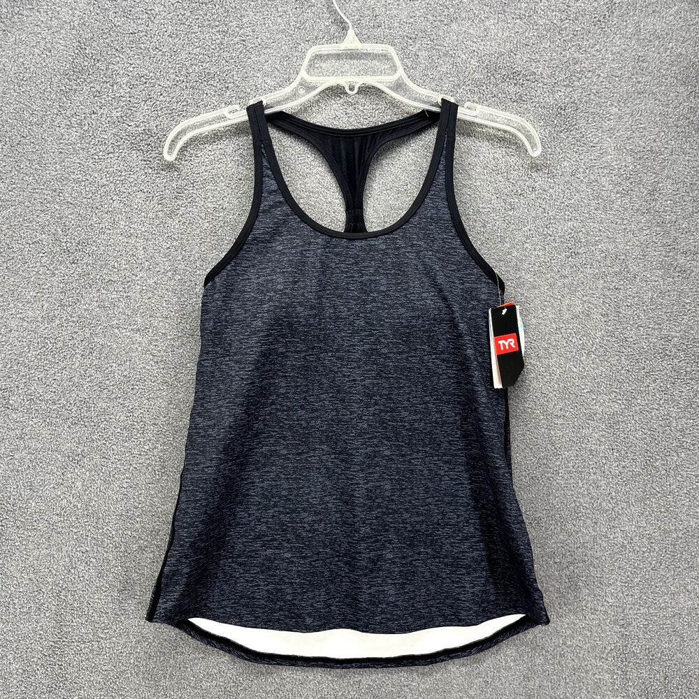 TYR Tank Top Womens Small 4 6 Black‎ gray Workout Mantra Taylor racerback Sport
